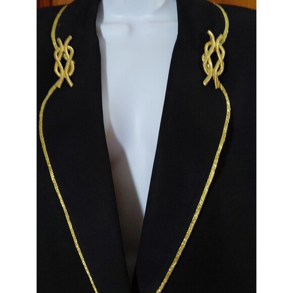 Vintage Solini Women’s Jacket Blazer Sz14 Black Metal Gold Zippers Lined - Picture 3 of 10